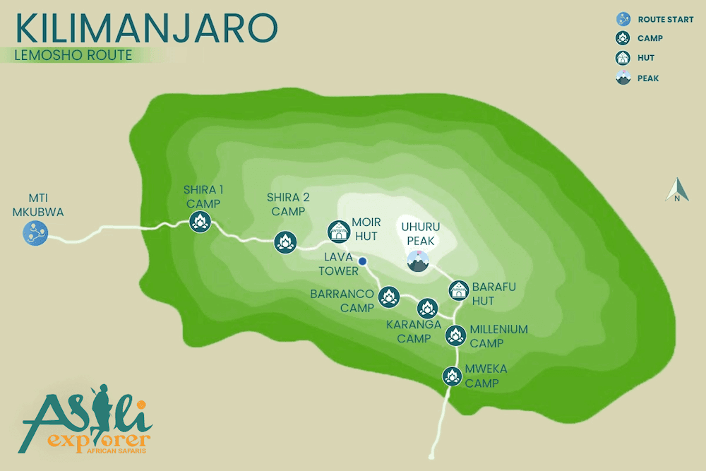 12 Days Kilimanjaro & Safari map