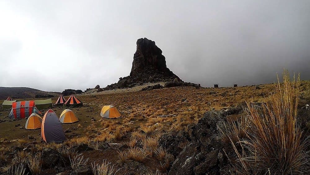 Lava Tower with camp tents