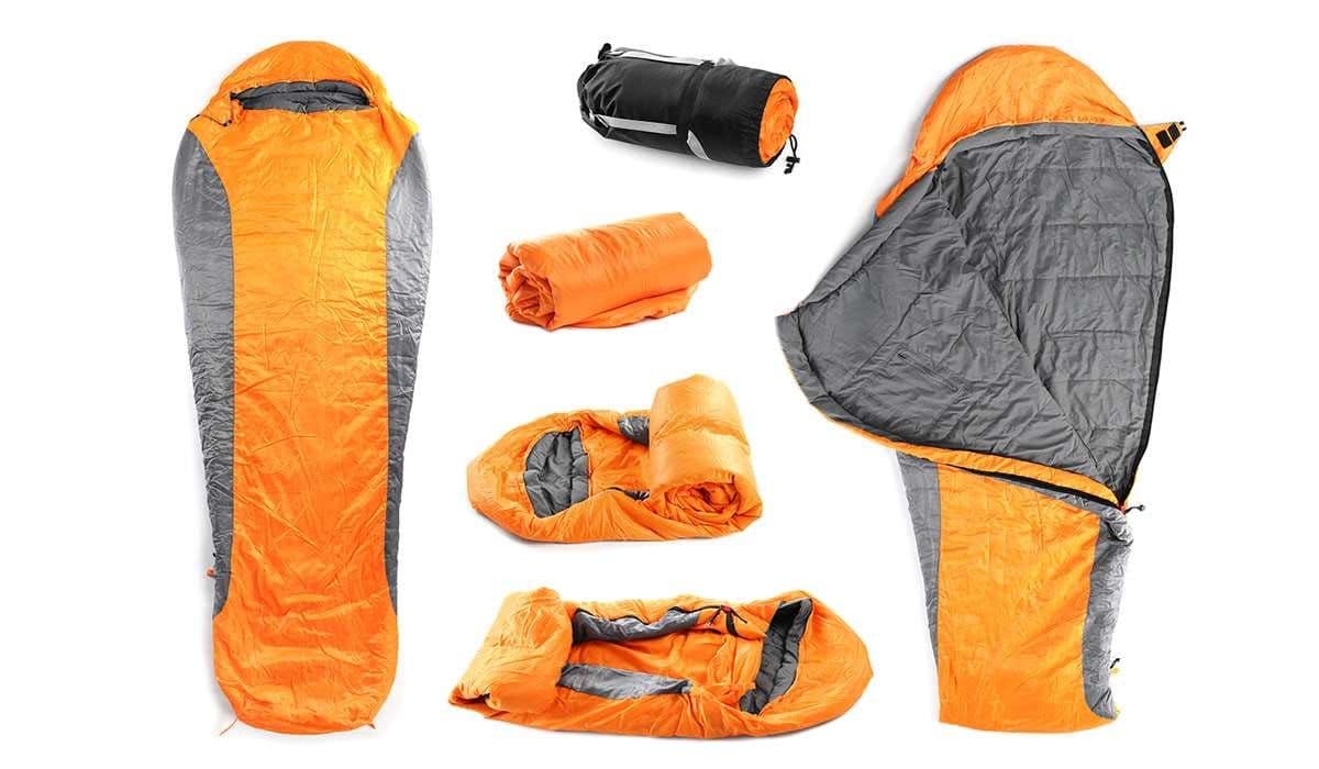Sleeping bag and liner rolled out