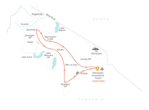 Northern-circuit safari route map